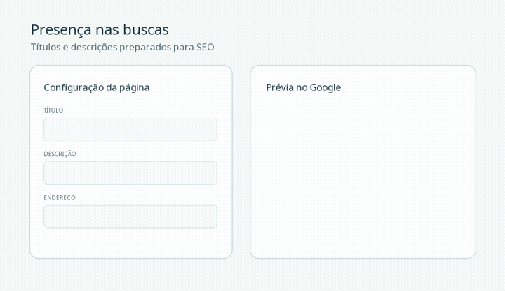 Animação mostrando a configuração de título e descrição para aparecer nas buscas